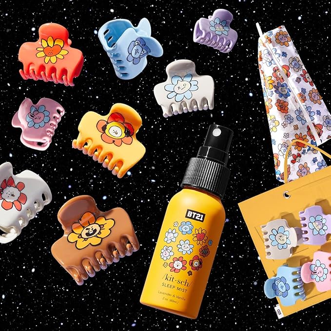 Kitsch BT21 Recycled Plastic Puffy Medium Hair Clips for Women, Medium Claw Clip for Thin & Thick Hair - Mang, 1pc