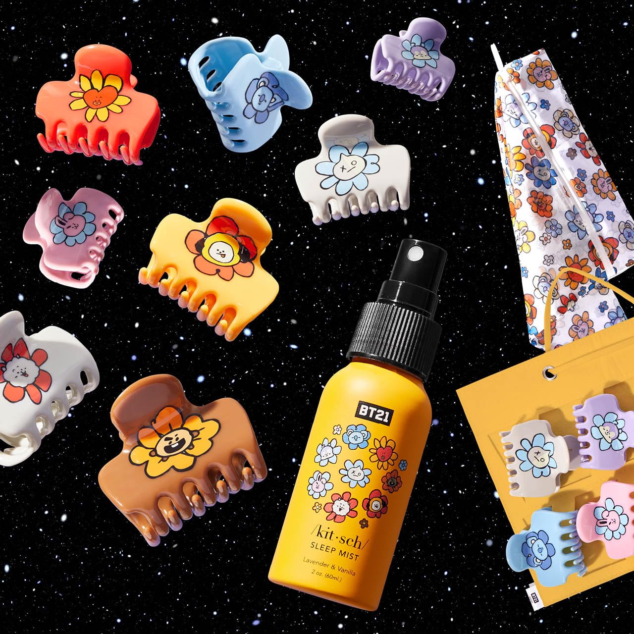 Kitsch BT21 Recycled Plastic Puffy Medium Hair Clips for Women, Medium Claw Clip for Thin & Thick Hair - TATA, 1pc