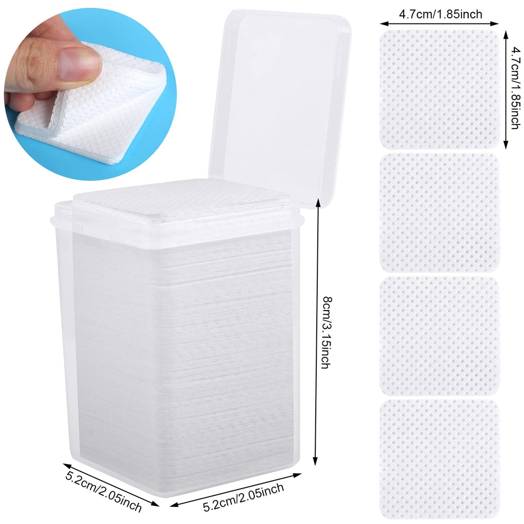 200 Pieces Nail Cotton Pads,1 Pull-Down Pump Dispenser Bottle, Super Absorbent Soft Non-Woven Eyelash Glue Wipes, Nail Polish dehumidifier for Eyelash Extension Products and Nail Oil Bottle (White)
