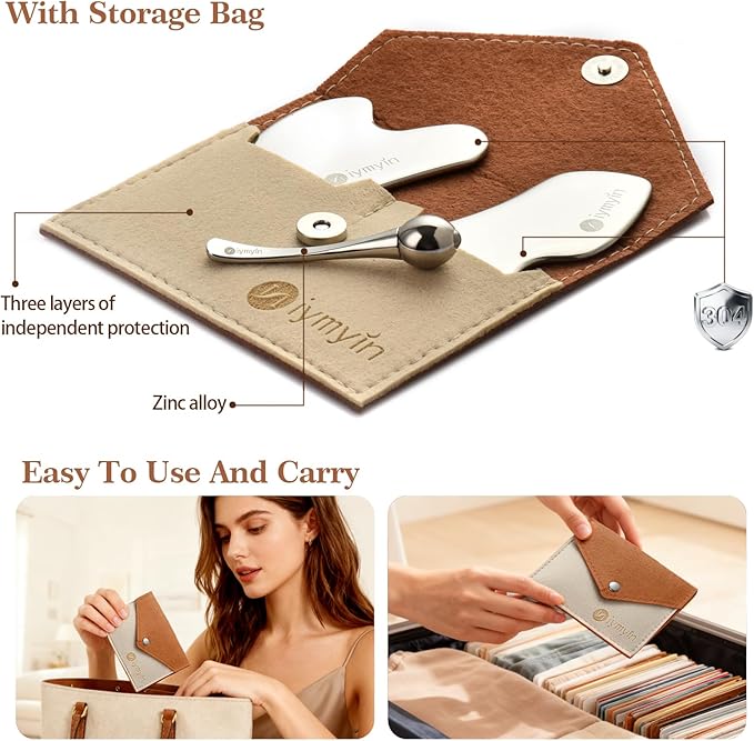 Niymyin 304 Stainless Steel Gua Sha Tool Facial Lift Jawline Gift for her