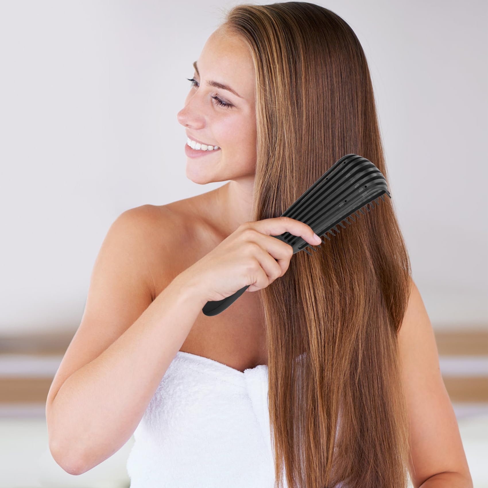 UREELIN Hair Brush Set for 3a,4c,Wig/Thick/Wavy/Curly/Slick Back Hair Brushes,Rat Tail Combs,8-Row,Edge Brush,For Detangling,Braiding,Teasing,Parting,Styling,Kids,Girls,women(Black)