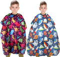 YELEGAI Kids Hair Cutting Cape (2 Pack) Professional Children Salon Barber Apron for Boys and Girls (Cartoon Dinosaur & Cartoon Space)