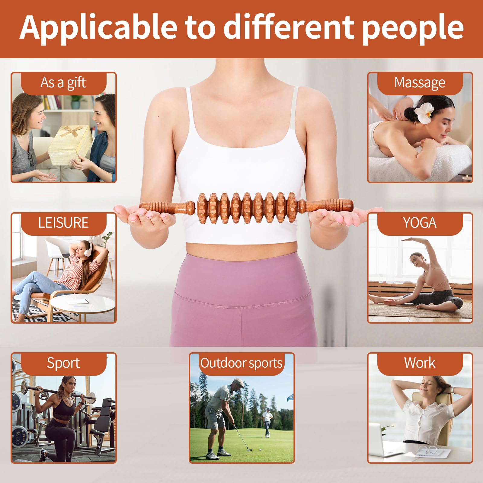 NXCYLW 3-in-1 Wood Therapy Massage Tools Wooden Lymphatic Drainage Massager Maderoterapia Kit, Anti Cellulite Complete Body Sculpting Tools for Muscle Pain Relief, Body Contouring and Shaping