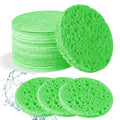 50-Count Facial Sponges Compressed Natural Cellulose Sponge Round Shape Face Sponge for Face Cleansing Exfoliating and Makeup Removal, Green
