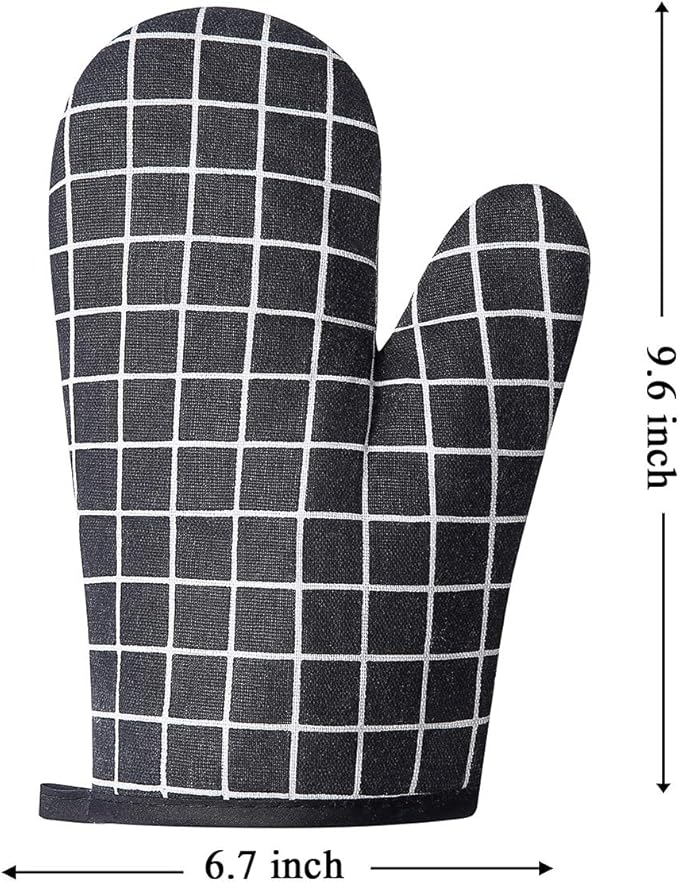 Win Change Oven Mitts and Potholders BBQ Gloves-Oven Mitts and Pot Holders with Recycled Infill Silicone Non-Slip Cooking Gloves for Cooking Baking Grilling (4-Piece Set,Black)