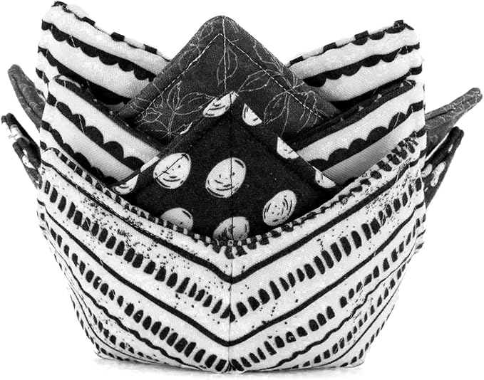 ROGITU Cotton Microwavable Bowl Cozy, Microwave-Safe Hot Bowl Holders, Soup Bowl Cozy Bowl Hot Pads (R)