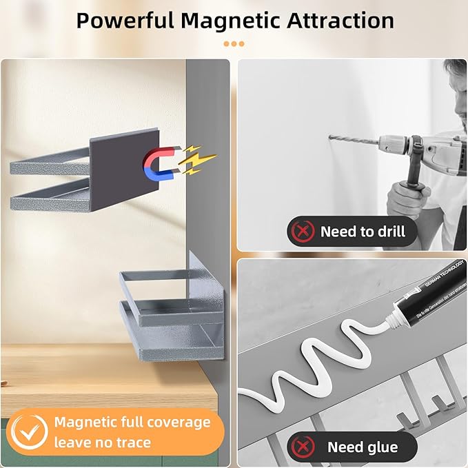 Uten Magnetic Spice Rack for Refrigerator 2 Pack, Strong Heavy Duty Metal