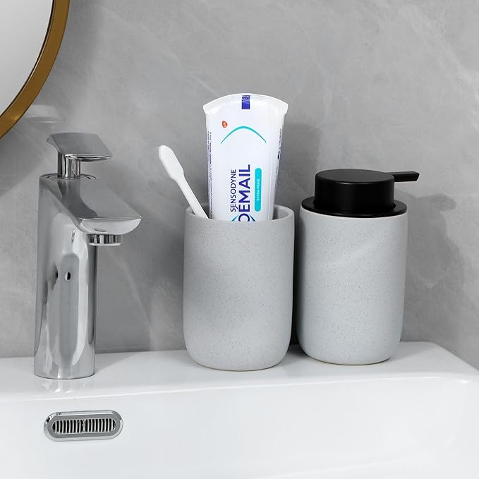 Hand Soap Dispenser for Bathroom Decro, Ceramic Liquid Pump Bottles Refillable Dish Dispenser for Kitchen Farmhouse Colleage Dorm, Matte Blue