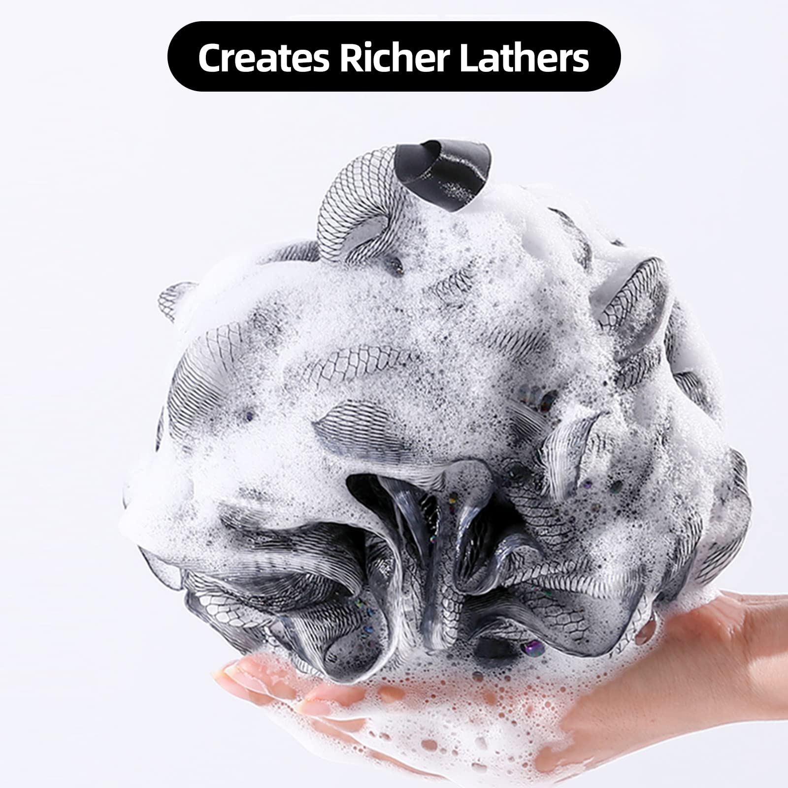 Fu Store Loofah Sponge Shower Loofahs 50g Bath Sponges Mesh Balls Body Scrubber Exfoliator Wash Back Scrubber Bathroom Men Women 4 Pack Scrubbers Cleaning Bathing Accessories
