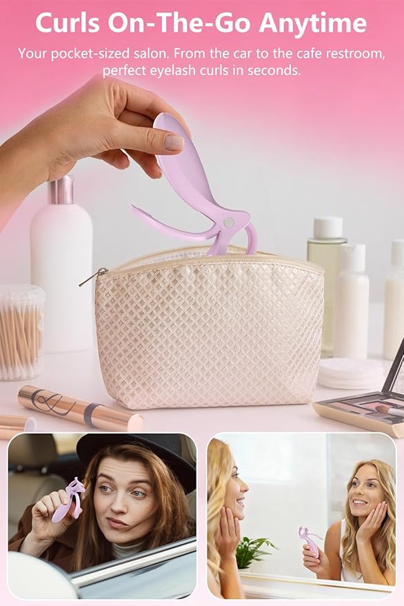 KOKABI Heated Eyelash Curler: Fast 10s Heat up, 24 Hours Long Lasting, Electric Lash Curler with Temperature Control, Safe Anti-Burn Eye Lash Curler, Quick Natural Curling Lashes (Purple)