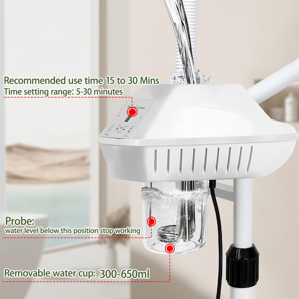 Salon Señor Professional Facial Steamer with 5X Magnifying Lamp,White