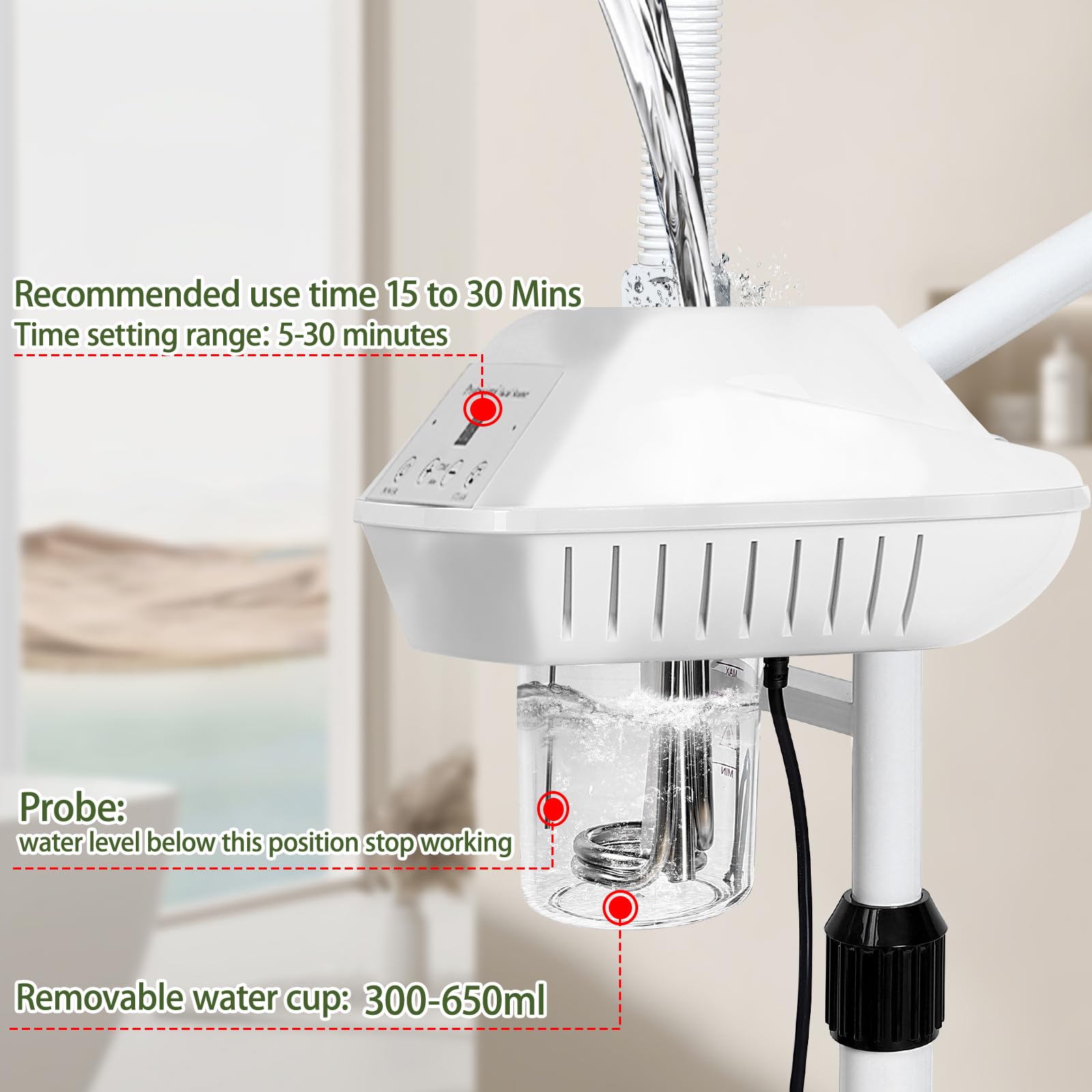 Salon Señor Professional Facial Steamer with 5X Magnifying Lamp,White