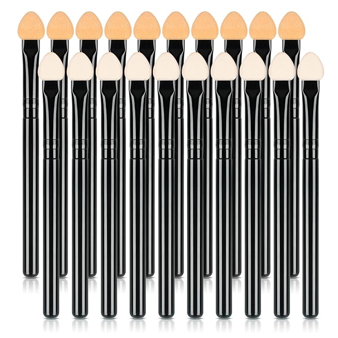 UorPoto Foam Eyeshadow Applicators Double Sided Sponge Tip Reusable，20Pcs Professional Organic Long Handle Washable Makeup Eye Shadow Brush Set