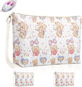 Playexen Period Bag for Teen Girls, Quilted Sanitary Napkin Storage Bag, Cute Bears Menstrual Pad Pouch Tampon Holder (Large-Pink)