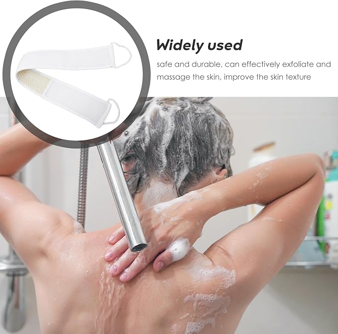 DECHOUS 2pcs Loofah Bath Brush Back Scrubber Strap Exfoliating Shower Brush Natural Fiber Body Washer for Men and Women Skin Care Random Color