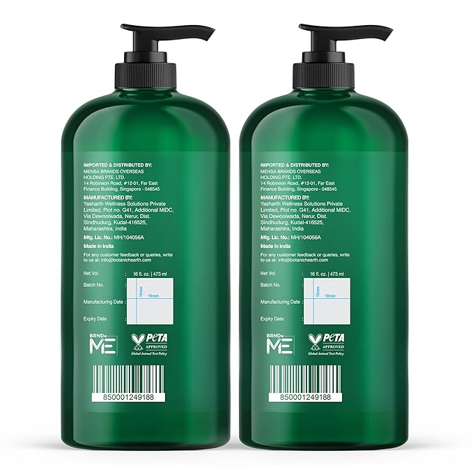 Botanic Hearth Tea Tree Body Wash, 16 Fl Oz (473 ml) Pack of 2 | With Tea Tree Oil, Peppermint & Sea Buckthorn | Gently Cleanses, Refreshes & Nourishes Skin | Sulfate & Paraben Free | For Men & Women