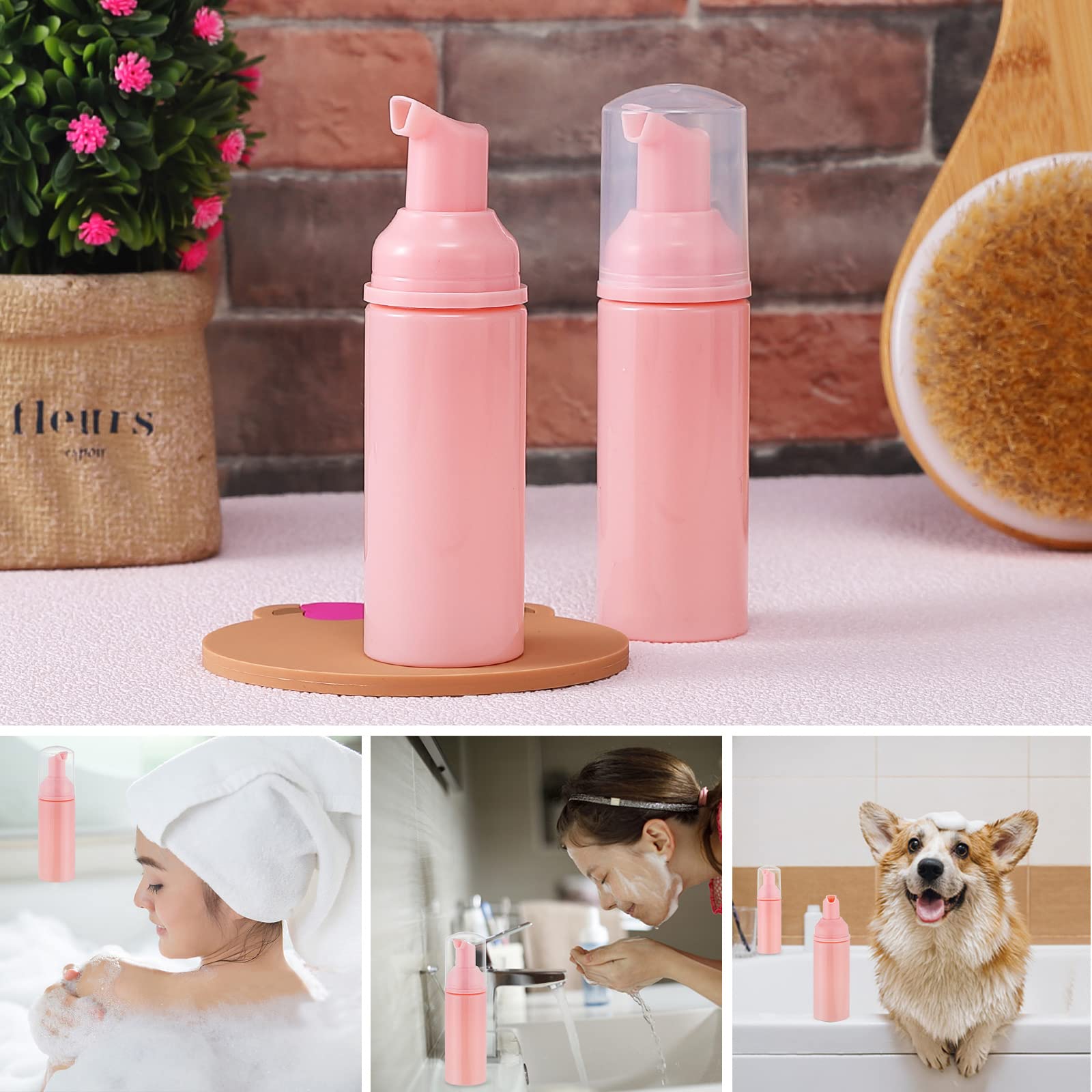 GliSun 36 Pcs Foam Pump Bottle 2oz Empty Refillable Travel Dispenser