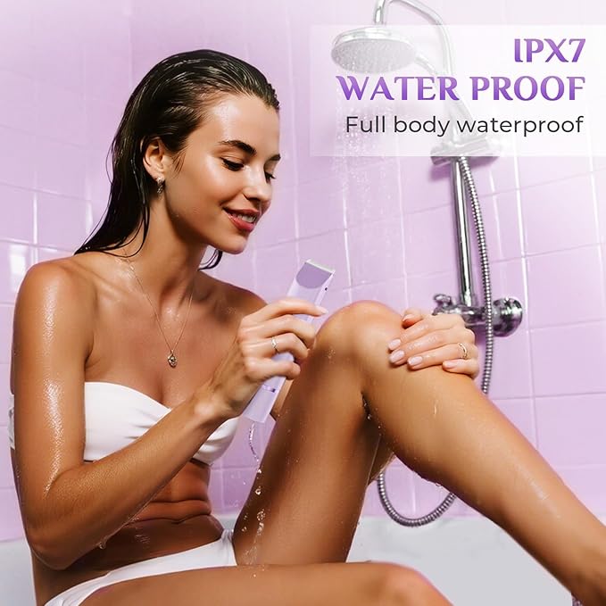 New 2-in-1 Electric Bikini Trimmer for Women - Dual Head Electric Razor,Waterproof Painless Bikini Shaver, Pubic Hair Trimmer for Private Area & Body Hair, Purple