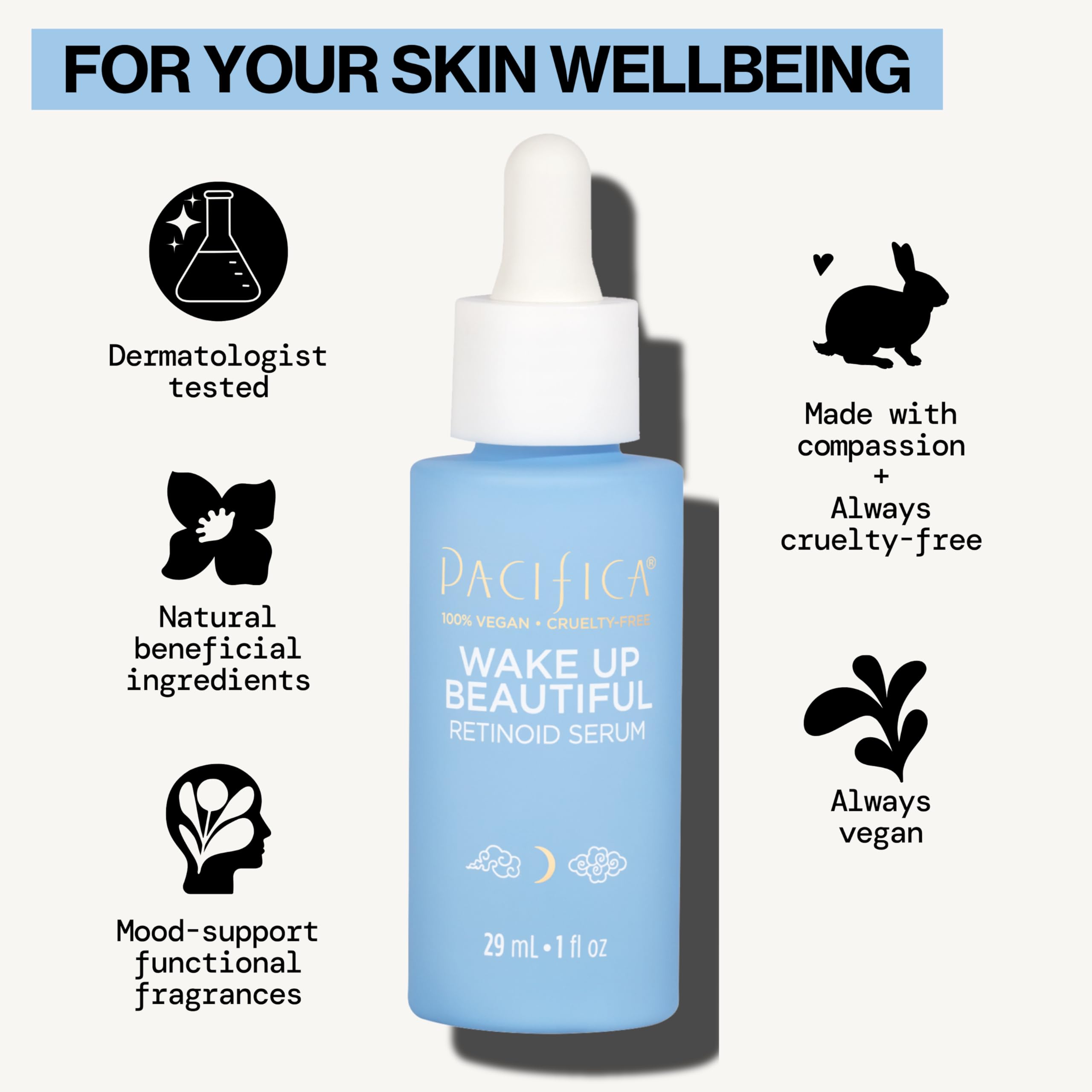 Pacifica Retinol Serum for Face - Wake Up Beautiful Retinoid Night Face Serum - Anti-Aging Skin Care & Skin Brightening - Retinol, Collagen & Antioxidants Vegan & Cruelty-Free Dermatologist Tested