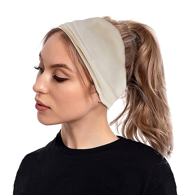 Boho Headbands For Women Fashion Stretch Wide Hair Bands Knoted Turban Head Bands Yoga Running Sweatband Elastic Headband Stylish Wrap Headbands Hair Accessories for Teen Girls 4 Pack