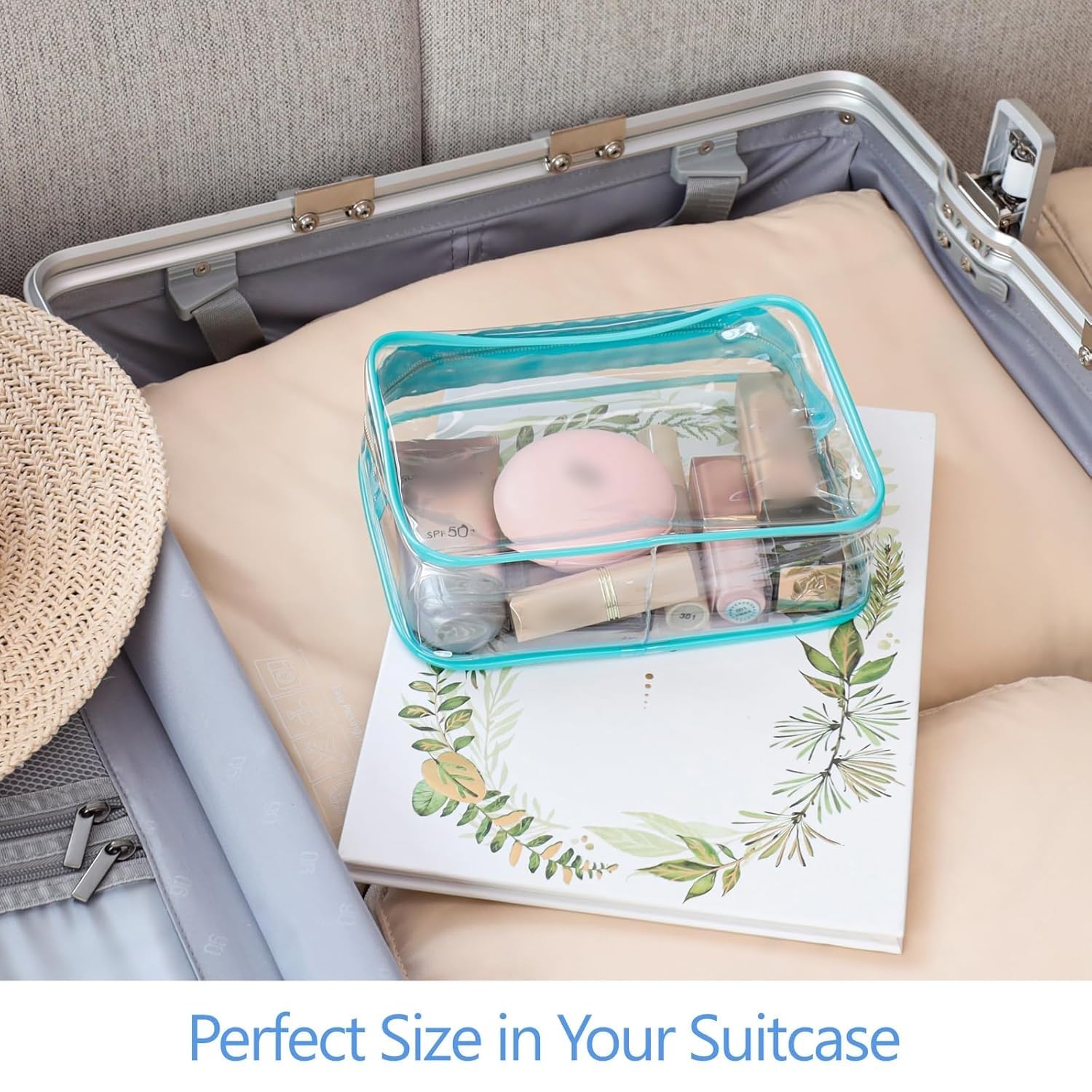 PACKISM Clear Makeup Bag for Travel - TSA Approved Toiletry Bag, Green