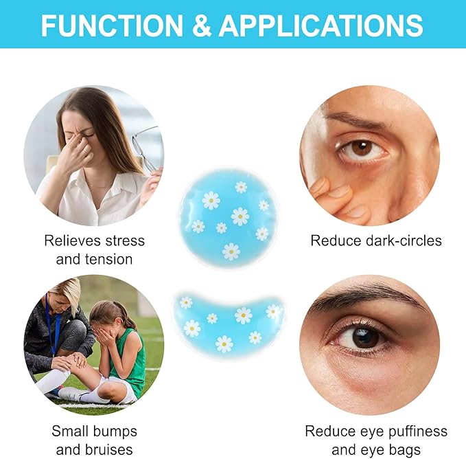 Gel Ice Pack Reusable Cooling Eye Pads and Under Patches,Eye Hot Cold Treatment for Redness,Pain Relief Relax