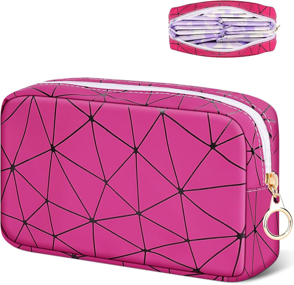 Likesing Period Bag Pouch, Leather Tampon Holder for Purse-Rose Red