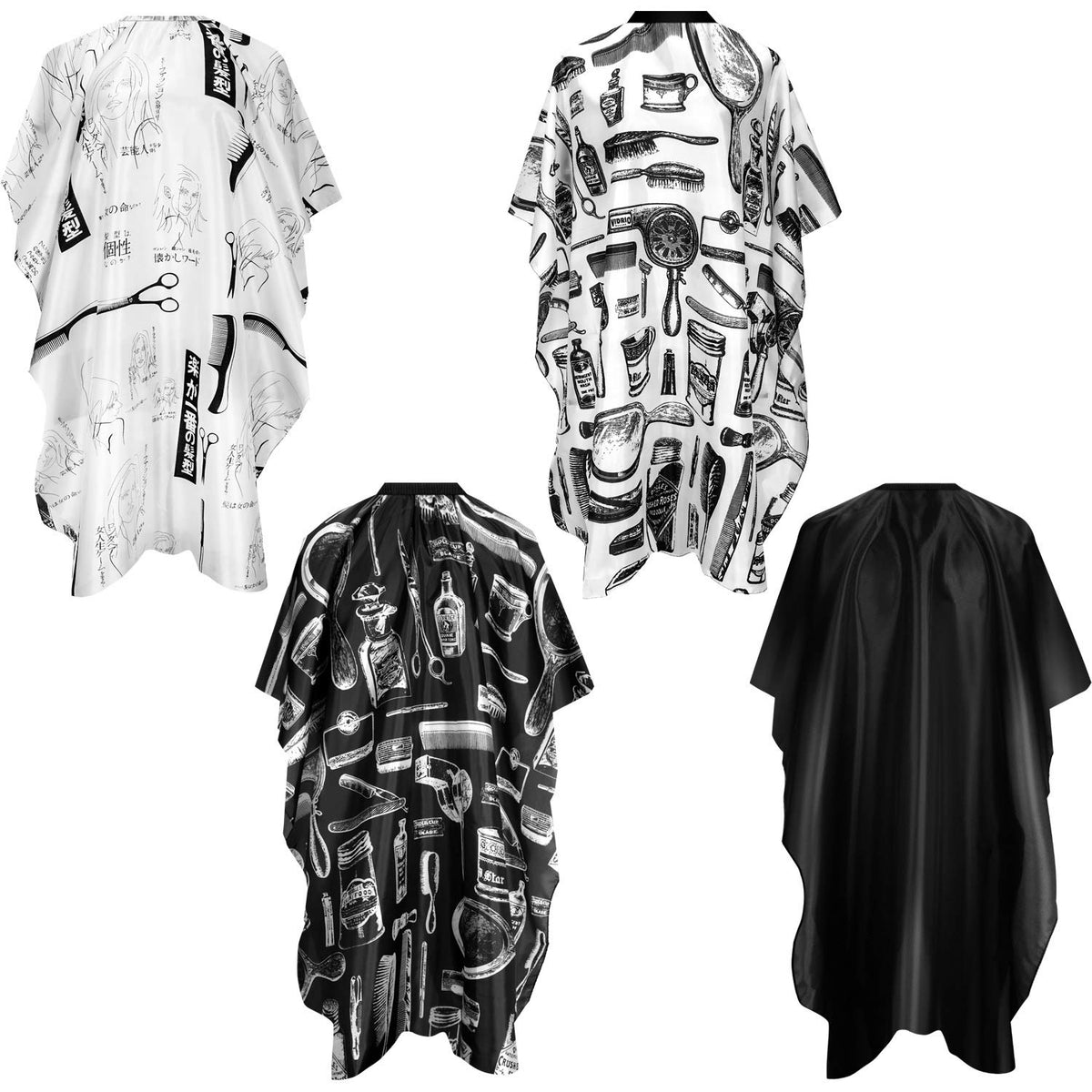 SATINIOR 4 Pcs Barber Cape for Hair Cutting Waterproof Styling Cape for Salon Coloring Hair, with Strings & Adjustable Snap Closure