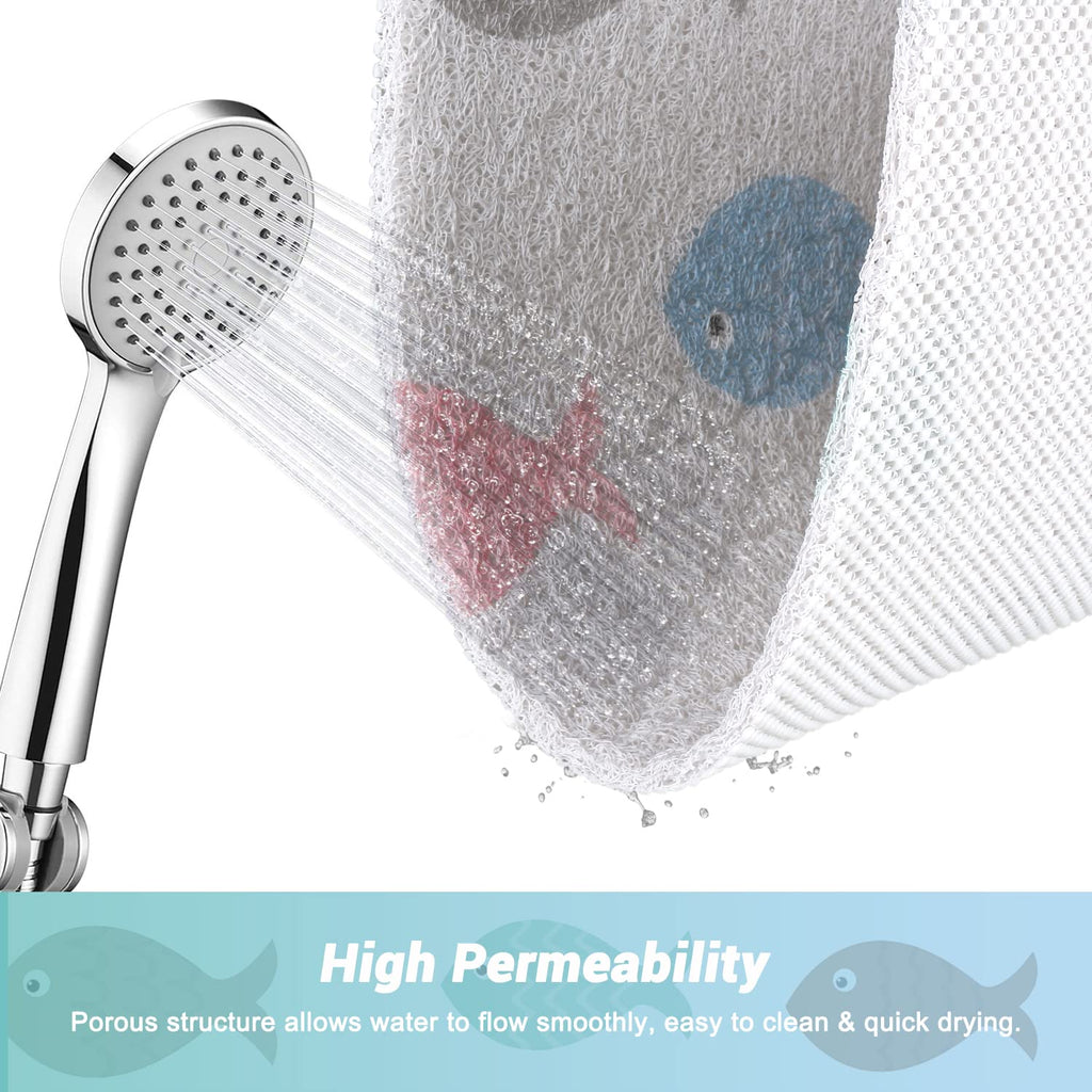 Shower Mat Non-Slip, Soft Comfort Bath Mat with Drainage Holes, PVC Loofah Massage Bathmat for Shower,Tub,Bathroom,Wet Areas, Quick Drying