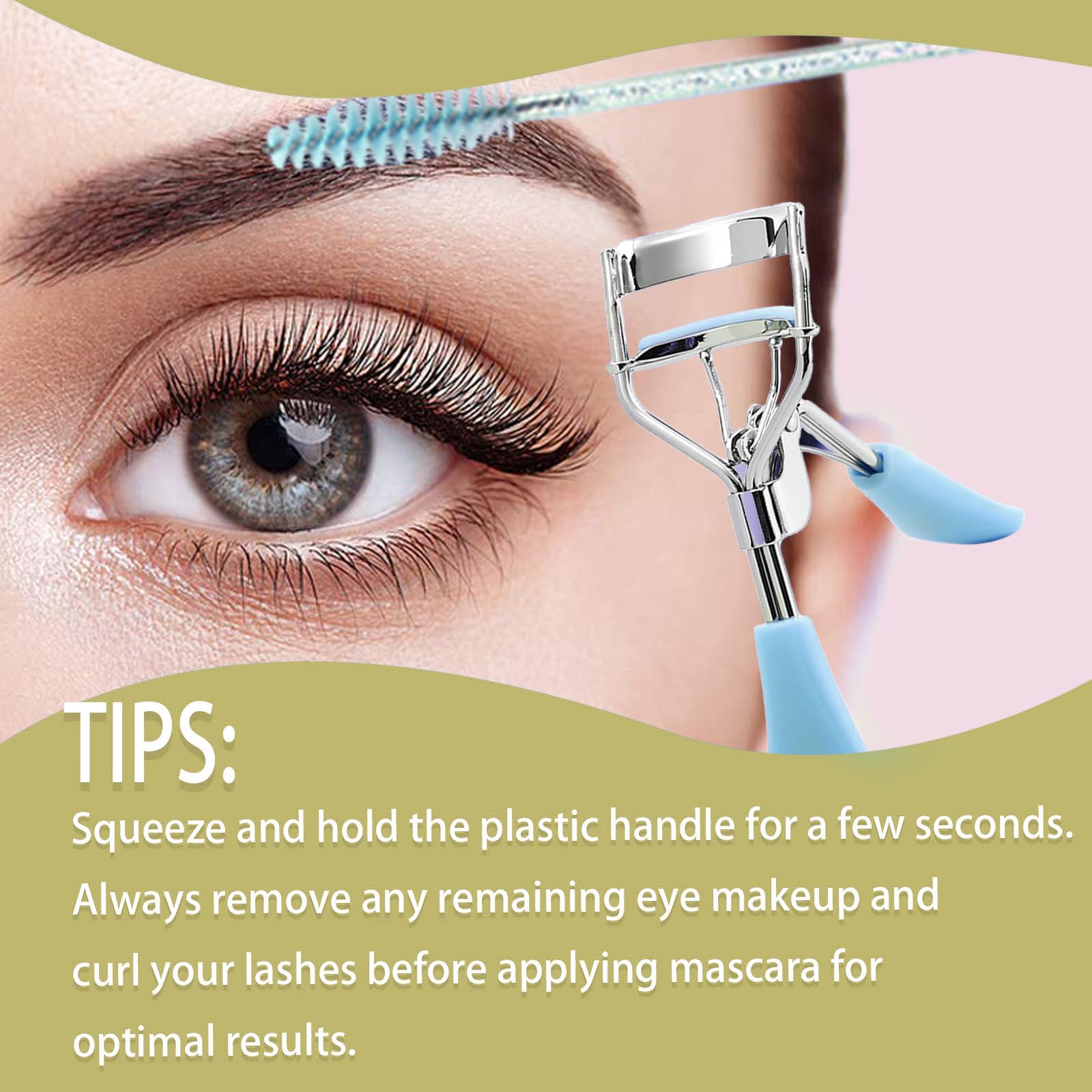 BenePoint Eyelash Curler, Lash Curler with Bonus 4Pcs Replacement Lash Pads& 5Pcs Eyelash Spoolies, Eyelash Curler Kit Portable Travel Eyelash Curler for Eyelash Extension (Blue)