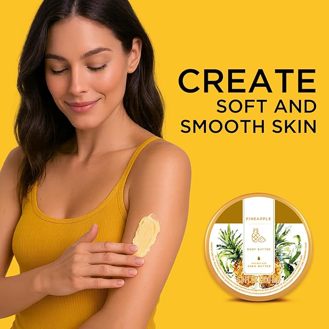 Princess Belle Pineapple Body Butter with Natural Shea Butter, Body Moisturizer for Dry Skin, Body Care for Women-Deep Moisturizing and Softening-200ml(6.8 floz)