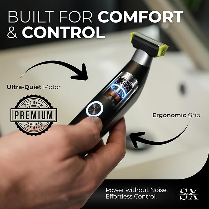Body Hair Trimmer for Men Electric Shaver for Pubic & Groin Hair Ball Groomer, Beard, Chest, Legs, Sensitive Areas, with Skin-Safe Dual Blades, Waterproof Wet-Dry IPX6 Rechargeable USB-C, 3 Combs
