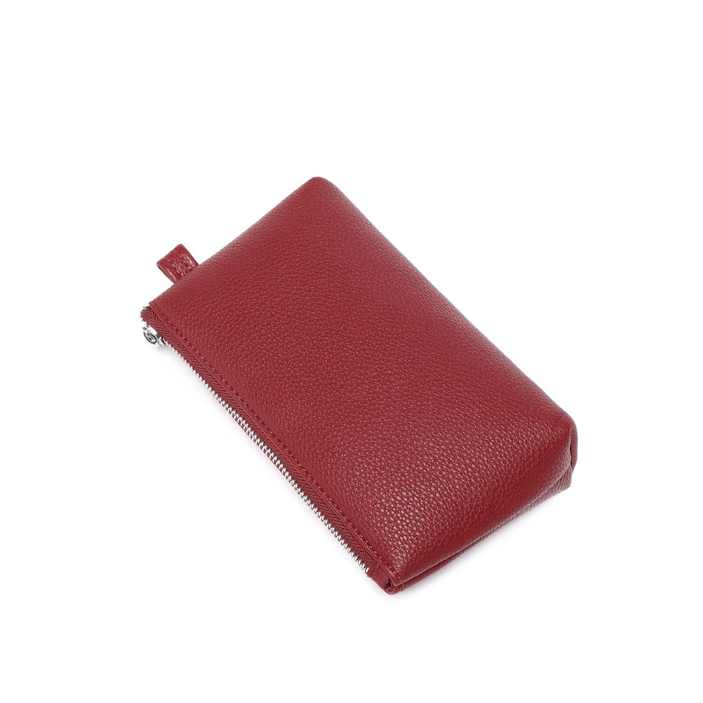YONBEN Small Makeup Bag for Purse, Leather Cosmetic (Encore Red)