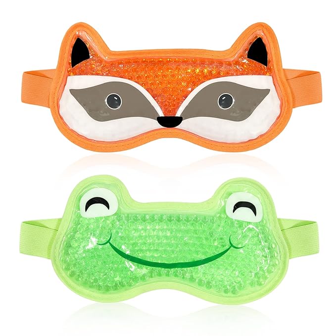 CONBELLA 2PCS Cooling Eye Mask Gel Eye Mask, Reusable Hot Cold Therapy Cold Eye Mask for Post Surgery, Puffiness, Dark Circles, Eye Bags, Dry Eyes, color:Orange Green，number_of_items:2