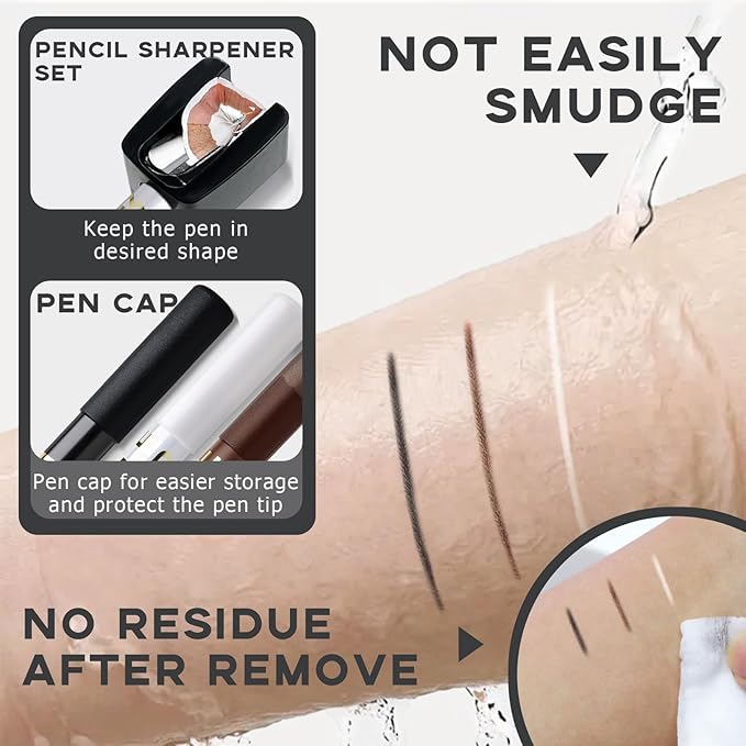 Noerrors 12Pcs Barber Pencil Set Hairline Enhancement Pencils Kit for Lineup Magic Beard Shaping Beard Guide Pen with Sharpener Barber Chalk for Beard Makeup Design for Men White Black Tan Brown