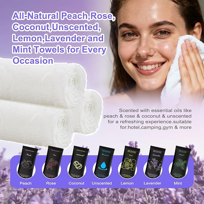 twoworld 70 Moist Cotton Towel Bulk Moist Towelettes Individually Wrapped