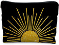 RYYCDOI Boho Makeup Bag, Boho Abstract Black and Gold Sun Sunshine Makeup Bags for Women, Boho Gifts for Women, Boho Makeup Pouch Zipper Pouch, Aesthetic Makeup Bag