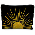 RYYCDOI Boho Makeup Bag, Boho Abstract Black and Gold Sun Sunshine Makeup Bags for Women, Boho Gifts for Women, Boho Makeup Pouch Zipper Pouch, Aesthetic Makeup Bag