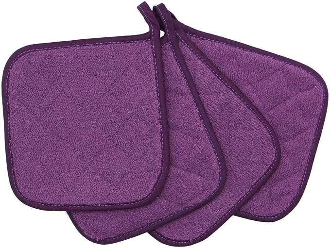 GQZLUCK Cotton Pot Holders, Hot Pads for Kitchen,Set of 4, Eggplant