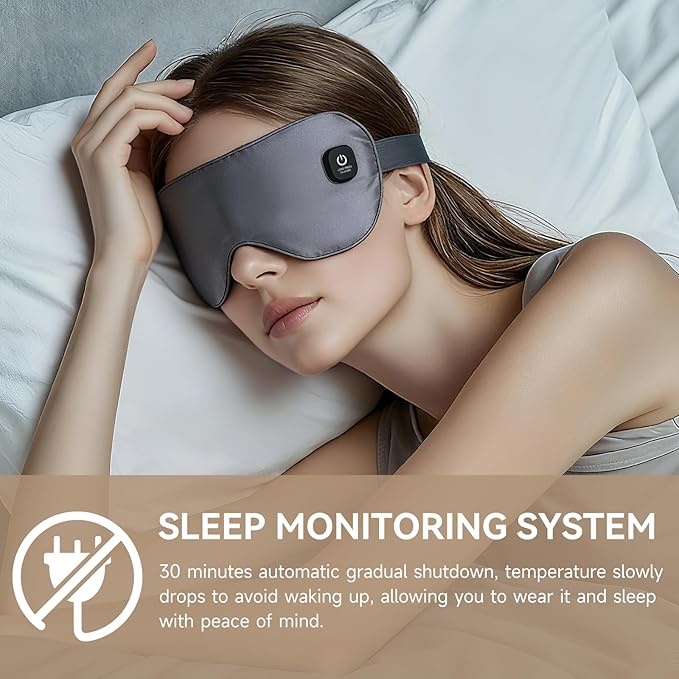 Vitelum Cordless Dual Cooling & Heating Eye Mask, Heated Eye Mask for Dry Eyes Relief, 3 Heat Settings, Washable Eye Cover, Warm Heating Pad for Stye Eye Treatment, Gel Pad for Puffy Eyes