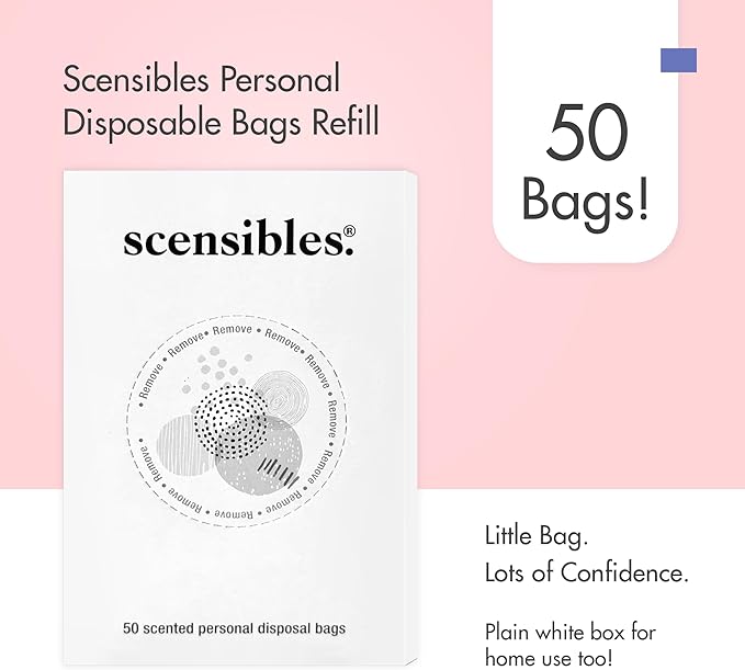 Scensibles Disposal Bags for Menstrual Care Products - (50 x 12) ct Refill Box - for Disposal of Tampons, Pads, Panty Liners, Hygiene Products