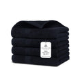 Villa Celestia Cotton Hand Towels Set of 4, 16 x 28, Oeko-TEX Certified, Quick Dry, Black