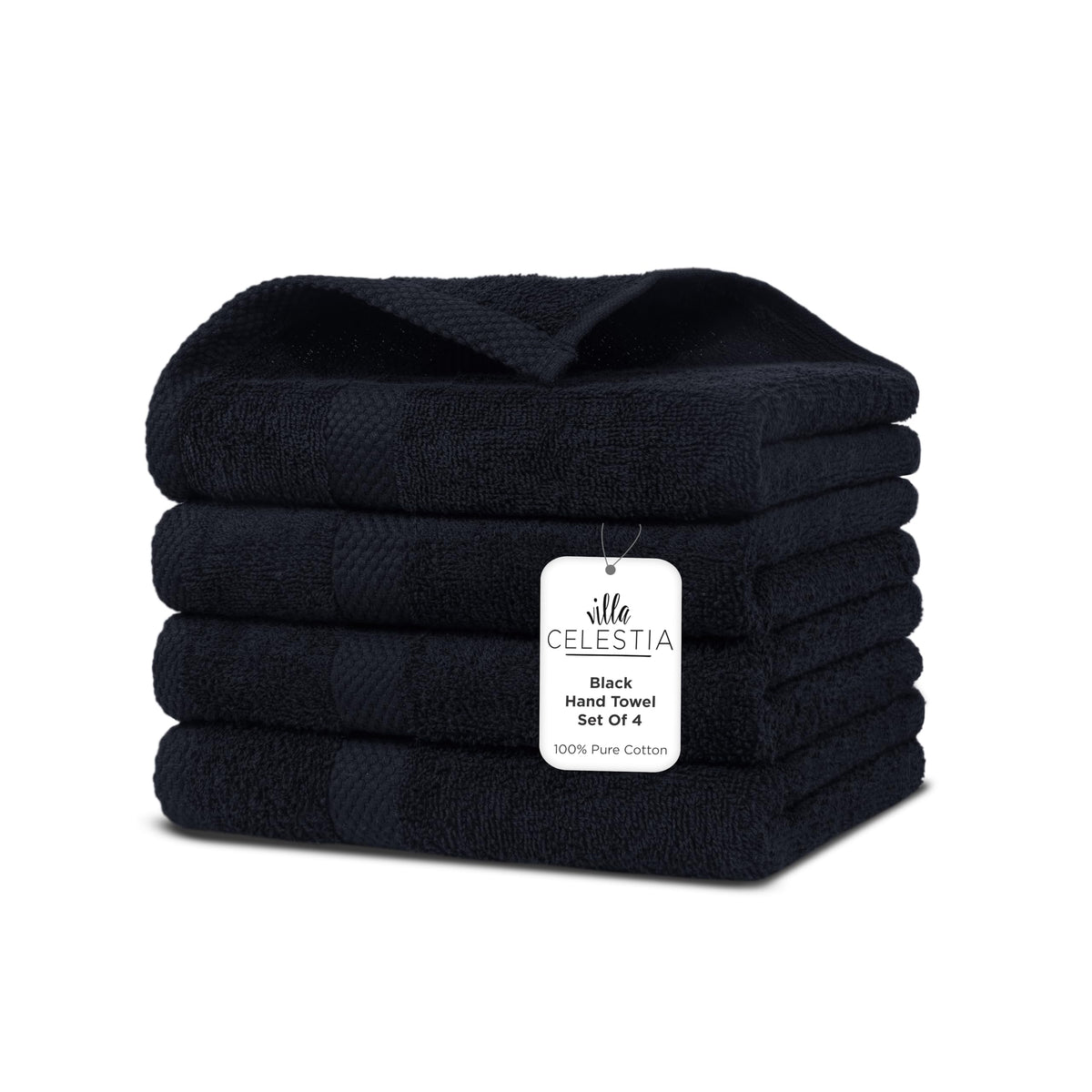 Villa Celestia Cotton Hand Towels Set of 4, 16 x 28, Oeko-TEX Certified, Quick Dry, Sage