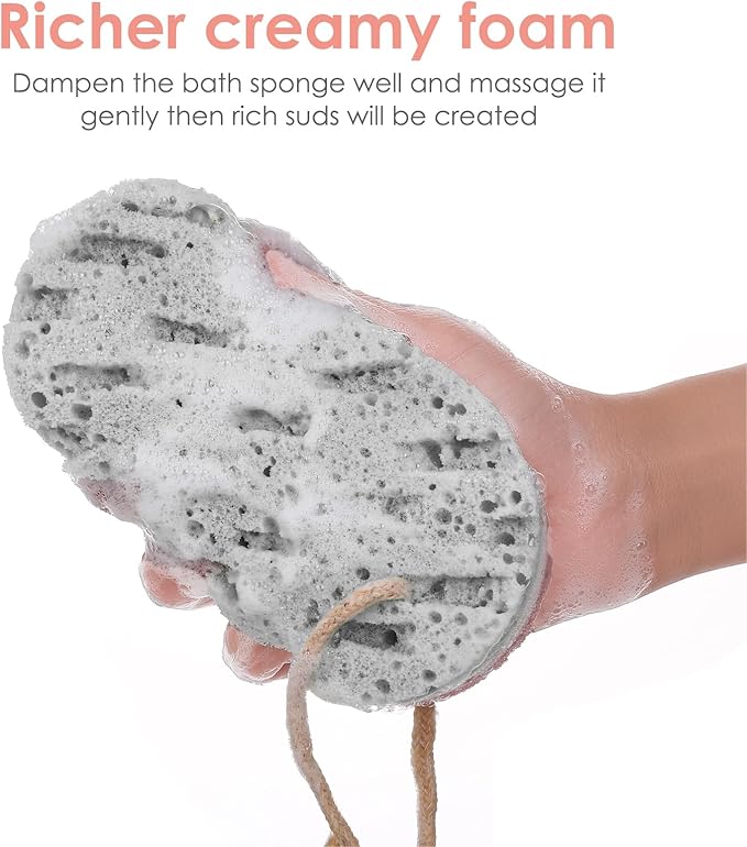 Dimeho 3PCS Bath Sponge for Women, Soft Bath Sponge, 3 Colors, Large Size