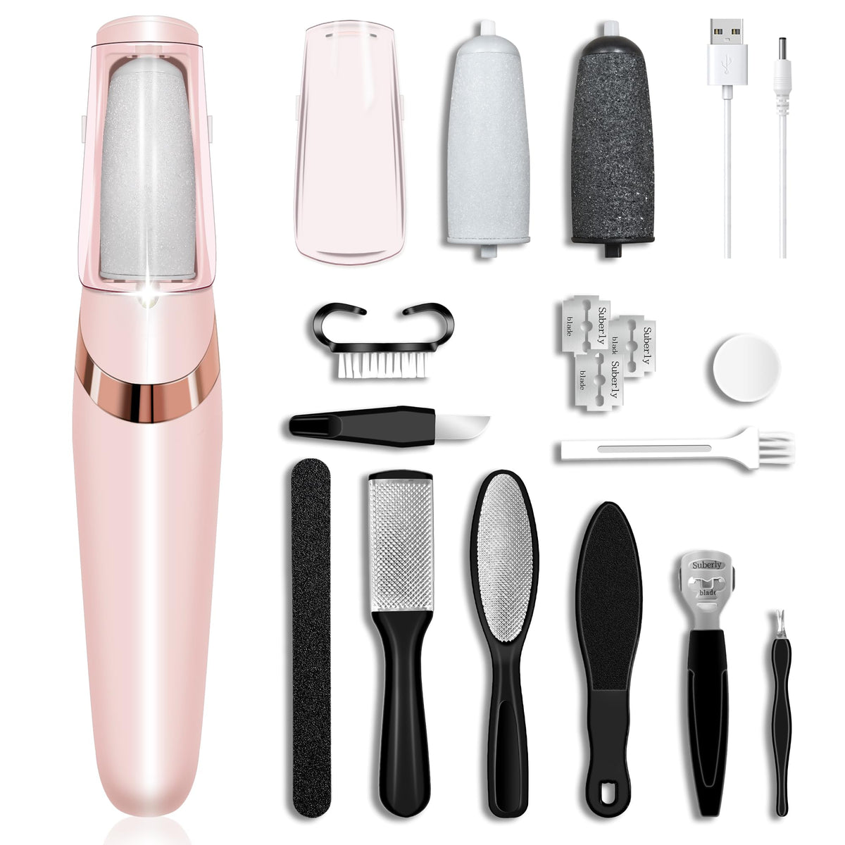 Electric Foot Callus Remover Waterproof，16 in1 Callus Remover for Feet