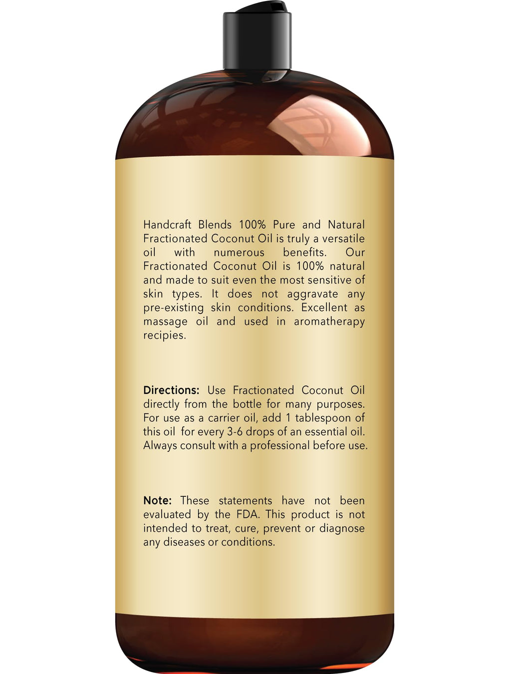 Handcraft Blends Fractionated Coconut Oil - 28 Fl Oz - 100% Pure and Natural - Premium Grade Carrier Oil for Skin and Hair - Hair and Body - Massage