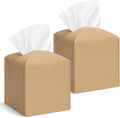 Aisoso 2 Pcs Square Cream Tissue Box Cover PU Leather Decorative Tissue Organizer Dispenser Holder for Bathroom, Desk, Home, Car, Office, 5.12" X 5.12" X 5.12"