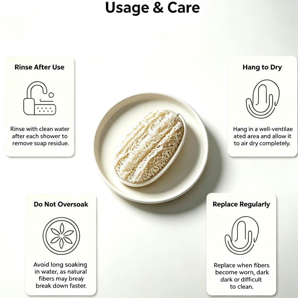 Natural Loofah Sponge, Exfoliating Loofah Back Scrubber for Shower, 2-Pack