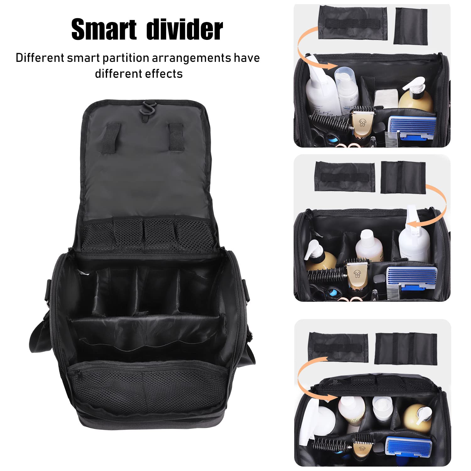 Dog&Cat Grooming Supplies Bag,Adjustable Compartments Grooming Bag for Pet