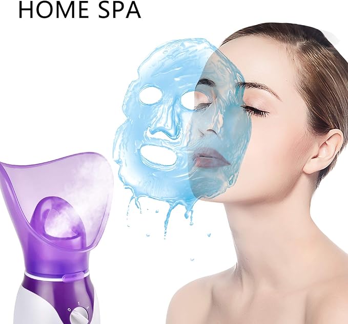 Facial Steamer for Face, Face Steamer for Facial Deep Cleaning, Nano Ionic Facial Steamer for Unclogs Pores, Hydrating (Purple, Include Blackhead Remover Kit, Brush, Headband)